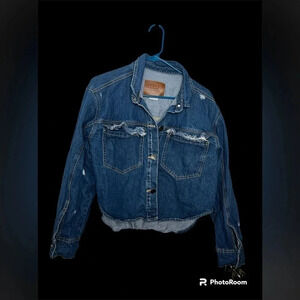 Boom Boom Jeans Los Angeles Women's High Low Denim Shirt Jacket Size XL